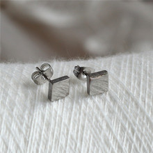 Brief Titanium Stainless Steel Men Women Square Stud Earrings Classic Jewelry 6mm 2024 - buy cheap