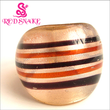 RED SNAKE Fashion Ring Handmade Champagne with Color lines drawing Murano Glass Rings 2024 - buy cheap