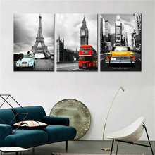 Paris Tower Big Ben New York City Black and White Poster Canvas Print Home Decor Wall Art Painting for Office Room Wall Decor 2024 - buy cheap