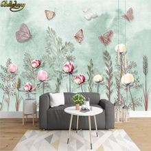 Beibehang-papel tapiz de foto de planta de acuarela nórdica personalizado para sala de estar, Fondo de dormitorio, papeles de pared, decoración del hogar, murales de pared 3D 2024 - compra barato