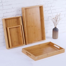 Rectangular Wooden Serving Tray  Tea Cutlery Trays Storage Pallet Fruit Plate Decoration Food Bamboo 2024 - buy cheap