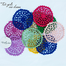 50pcs/lot Handmade  Crocheted Doilies 11cm Colorful flower Placemat Vintage Look Coaster For Wedding Gift Free Shipping 2024 - buy cheap