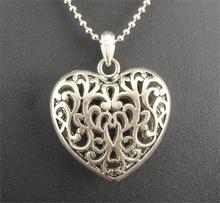 1pc Silver Color Filigree 3D Heart Pendant DIY Metal Necklace Jewelry Valentine's Day Gift 2024 - buy cheap