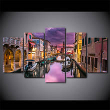 5 Pcs Canvas HD Printed Sunset Venice City Poster Frame Painting Modular Wall Art Pictures Living Room Cuadros Abstractos Modern 2024 - buy cheap