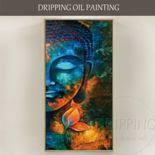 Pintura al óleo de Buda para sala de estar, pintura al óleo colorida pintada a mano pura de un artista de regalo sobre lienzo, retrato de Buda hermoso 2024 - compra barato