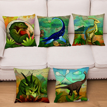 Cartoon Jurassic Dinosaur Print Pillow Cover 45*45cm Cushion Cover Super Soft Plush Pillowcase Sofa Home Decor Cushion Covers 2024 - buy cheap