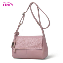 HMILY Genuine Leather Women Messenger Bag Real Cowhide Crossbody Bag Simple Style Cross Bag Fashion Female Printed Lady Handbags 2024 - buy cheap