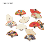 TIANXINYUE DIY Handmade Wood fan Buttons for Clothing Christmas Scrapbooking Accessories Sewing Wooden Button Snaps Scrabook 2024 - buy cheap