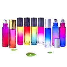 Frasco de perfume cor gradual de 10ml, rolo na garrafa colorida, recarregável, frasco de vidro, frasco de óleo essencial vazio 2024 - compre barato
