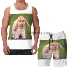 Summer Casual funny print men Tank Tops Women Nicolas Cage Rabbit  men Board beach shorts women sets fitness sleeveless vest 2024 - buy cheap