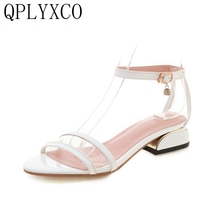 QPLYXCO-Sandalias de tacón cuadrado para mujer, calzado elegante y dulce, 32-45 talla grande, para fiesta, boda, baile, 76-5, para verano, 2019 2024 - compra barato