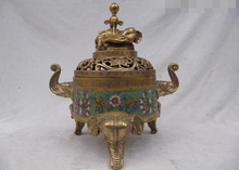 song voge gem S1340 13 Royal Regius Old Pure Bronze cloisonne Elephant God Zun Censer incense burner 2024 - buy cheap