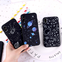 Estojo espaçonave lua e estrelas do planetas, capa de silicone macio fosco para iphone 11 12 pro 6s 8 8plus x 7 7plus xs max 2024 - compre barato