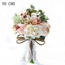 Ramo de rosas artificiales para YO CHO, peonías de seda, ramos de novia de boda, accesorios para damas de honor 2024 - compra barato