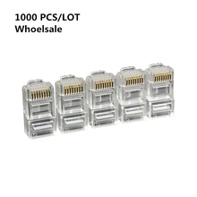 High quality 1000PCS Cable terminal Transparent Crystal Head Crystal Head RJ45 CAT5 Modular Plug Gold Plated Network Connector 2024 - buy cheap