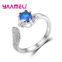 Trendy Adjustable Rings For Women Fox Style 925 Sterling Silver With White Crystals Stones Animal Female Bague Bijoux 2024 - buy cheap