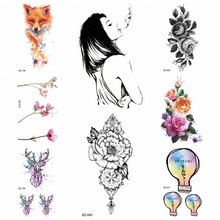 Pegatinas de tatuaje postizas para mujeres, tatuaje temporal de flores, rama negra, flor, transferencia de agua, tatuajes pequeños 2024 - compra barato