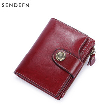 SENDEFN designer ladies wallet short Korean fashion buckle clutch bag girl coin bag cowhide multi-function card package 2024 - buy cheap
