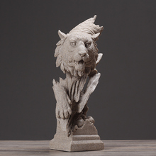 Busto de tigre abstracto hecho a mano, escultura de cabeza de Animal salvaje de resina, adornos artesanales para el hogar, decoración y regalo de cumpleaños 2024 - compra barato