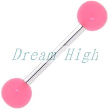 Tongue Ring Candy Pink Tongue Piercing UV Acrylic ball body Jewelry 316L Surgical steel 100pcs/lot Free Shipping 2022 - buy cheap