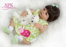 NPK 56CM  full body silicone reborn baby doll victoria girl in tan skin sweet bebe doll reborn Bath toy  dolls Xmas Gfit 2024 - buy cheap