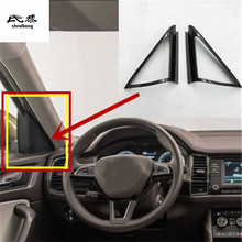 Capa de decoração para alto-falante, 2 lâmpadas de fibra de carbono abs com formato de pilar, acessórios para carro skoda kodiaq 2024 - compre barato