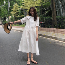 Mori Girl Summer Japanese Women Harajuku Short Sleeve Sweet Dress Short Sleeve Ruffle Peter Pan Collar Dress 2024 - buy cheap