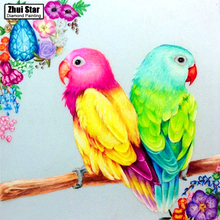 Full Drill Square Diamond 5D DIY Diamond Painting"Color parrot"Diamond Embroidery Cross Stitch Rhinestone Mosaic Painting 2024 - buy cheap