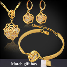 Flor zirconia cúbica pendientes pulsera colgante collar Set oro Color Vintage conjuntos de joyas para mujeres PHE5202 2024 - compra barato