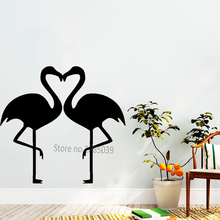 Pegatinas de pared con forma de corazón de flamenco para parejas, Mural de dormitorio, papel tapiz creativo de feliz, arte de animales, vinilo adhesivo, LC918 2024 - compra barato