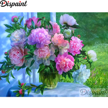 Dispaint Full cuadrado/redondo taladro 5D DIY diamante pintura "paisaje con flor Rosa" 3D bordado punto de cruz decoración para el hogar regalo A10722 2024 - compra barato