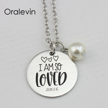 DROP SHIPPING - I AM SO LOVED Inspirational Hand Stamped Custom Necklace Gift Jewelry #LN660 2024 - buy cheap