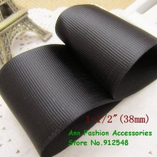 Free shipping 1-1/2'' /38mm black solid color grosgrain ribbon,lwd005 2024 - buy cheap