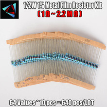 Kit de película de Metal de 1/2W, 640, 64 valores, 1-1% M Ohm, juego de bloques de construcción, 2,2 Uds. 2024 - compra barato