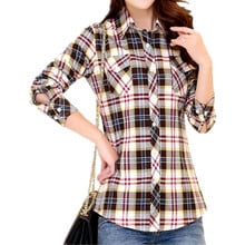 2018 Women's Fashion Plaid Shirt Female College style Blouses Long Sleeve Flannel Shirt Plus Size Cotton Blusas Office tops 2024 - buy cheap