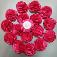 20Pieces/Bag Hot Pink Satin Rose Handmade Size 3.5CM Artificial Roses Ribbon Flower Hand DIY Wedding Bouquet Hair Accessories 2024 - buy cheap