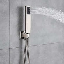 Wholesale Free Shipping Bathroom Handheld Shower Head + 1.5 m Stainless Steel Shower Hose Brushed Nickel Bracket 2023 - купить недорого