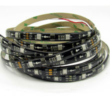 12v ws2811 impermeável tira conduzida 5m 30leds 10 pixels/m 2811 ic pixel tira 5050 smd rgb flexível preto pcb ip65 digital cor completa