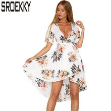 Summer Dress 2018 New Fashion Sexy Short Sleeve V-Neck Floral Beach Dress Women Plus Size Casual Loose Knee-Length Party Vestido 2024 - buy cheap