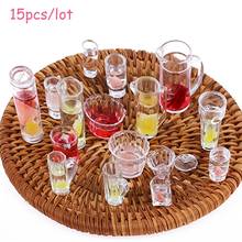 15pcs/lot  1:12 Scale plate cup dish bowl tableware set Dollhouse Miniature Toy Doll Food Kitchen living room Accessories 2024 - buy cheap
