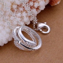 fine silver plated pendant 925-sterling-silver jewelry rhinestone pendants necklace for women men +chain SP238 2024 - buy cheap