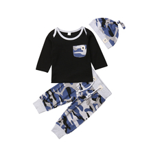 Camo Set Toddler Kid Baby Boy Autumn Outfit Clothes T-shirt Top +Pant 3PCS 2024 - buy cheap