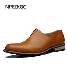 Npezkgc oxford sapatos para homens de couro deslizamento em sapatos de vestido moda apontou toe sapatos masculinos de couro apartamentos de luxo 2024 - compre barato