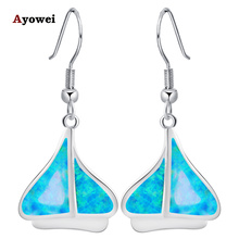 Hot selling online Wholesale Retail Blue Fire Opal Silver Stamped Dangle Earrings Fashion Jewelry Opal Jewelry OE149A 2024 - buy cheap