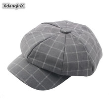 XdanqinX, унисекс, новинка 2019, британский стиль, Ретро стиль, клетчатая кепка, Кепка для газетчиков, элегантная трендовая Женская кепка, Мужская брендовая шляпа с козырьком 2024 - купить недорого