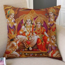 Hindu Worship Poster Style Indian Buddhism Lords Vishnu Hanuman Krishna Sofa Throw Pillow Case Religion Art Linen Cushion Cover 2024 - buy cheap