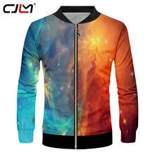 Cjlm jaqueta masculina de zíper colorida 3d, jaqueta com zíper harajuku, de tamanho grande, com tema de céu estrelado, para homens 2024 - compre barato