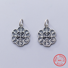 UQBing Vintage 14mm Round 925 Sterling Silver Vintage Flower Charms Findings Fits Bracelet Jewelry Making 2024 - buy cheap