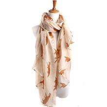 Vestido Winter Scarf Casual Ladies Tops Women Long Cute Fox Scarf Luxury Brand Wraps Soft Shawls and scarves Summer Beach Scarf 2024 - buy cheap