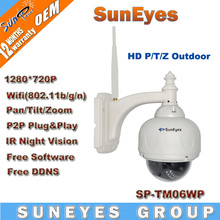 Suneyes 720 P 1.0 Megapixel HD Pan / Tilt H.264 Wireless Outdoor Dome IP Camera noite IR visão P2P Plug Play TF Slot para SP-TM06EWP 2024 - compre barato